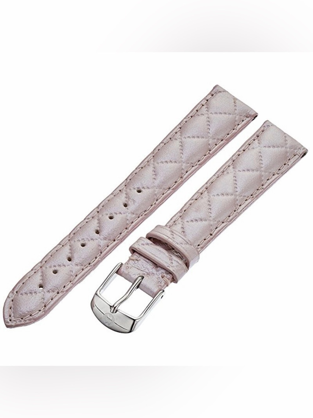 New MICHELE Serein 16mm Pearl Pink Quilted Leather Watch Strap w defects